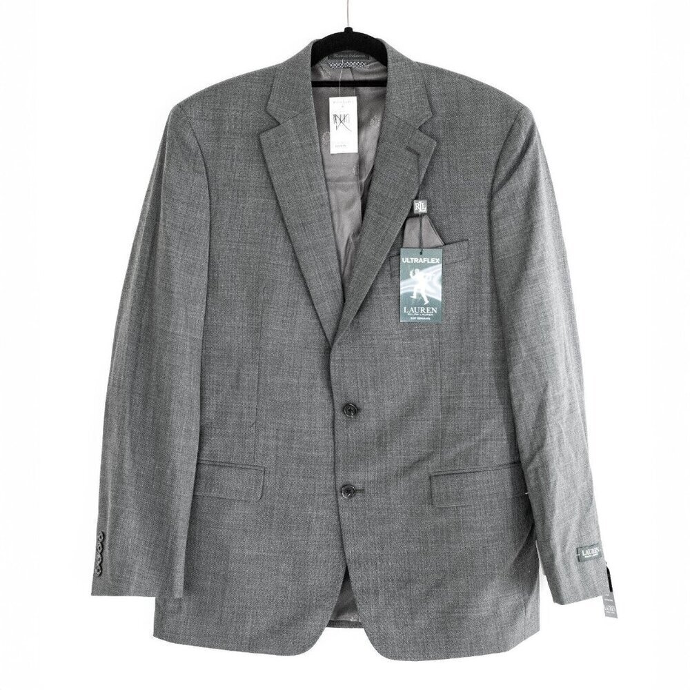 Ralph Lauren Mens UltraFlex Lattimore Classic Fit Suit Jacket Gray Size 42L New